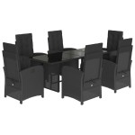 vidaXL Set mobilier de grădină cu perne, 7 piese, negru, poliratan vidaXL Set mobilier de grădină cu perne, 7 piese, negru, poliratan