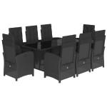 vidaXL Set mobilier de grădină cu perne, 9 piese, negru, poliratan vidaXL Set mobilier de grădină cu perne, 9 piese, negru, poliratan