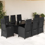 vidaXL Set mobilier de grădină cu perne, 9 piese, negru, poliratan vidaXL Set mobilier de grădină cu perne, 9 piese, negru, poliratan