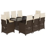 vidaXL Set mobilier de grădină cu perne, 9 piese, maro, poliratan