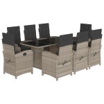 vidaXL Set mobilier grădină cu perne, 9 piese, gri deschis, poliratan