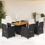 vidaXL Set mobilier de grădină cu perne, 7 piese, negru, poliratan vidaXL Set mobilier de grădină cu perne, 7 piese, negru, poliratan