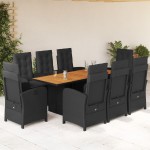 vidaXL Set mobilier de grădină cu perne, 9 piese, negru, poliratan vidaXL Set mobilier de grădină cu perne, 9 piese, negru, poliratan