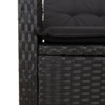 vidaXL Set mobilier de grădină cu perne, 9 piese, negru, poliratan