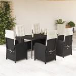 vidaXL Set mobilier de grădină cu perne, 7 piese, negru, poliratan vidaXL Set mobilier de grădină cu perne, 7 piese, negru, poliratan