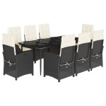 vidaXL Set mobilier de grădină cu perne, 9 piese, negru, poliratan vidaXL Set mobilier de grădină cu perne, 9 piese, negru, poliratan