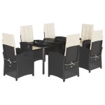vidaXL Set mobilier de grădină cu perne, 7 piese, negru, poliratan vidaXL Set mobilier de grădină cu perne, 7 piese, negru, poliratan
