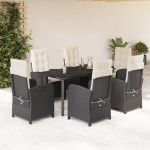 vidaXL Set mobilier de grădină cu perne, 7 piese, negru, poliratan vidaXL Set mobilier de grădină cu perne, 7 piese, negru, poliratan