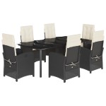 vidaXL Set mobilier de grădină cu perne, 7 piese, negru, poliratan vidaXL Set mobilier de grădină cu perne, 7 piese, negru, poliratan