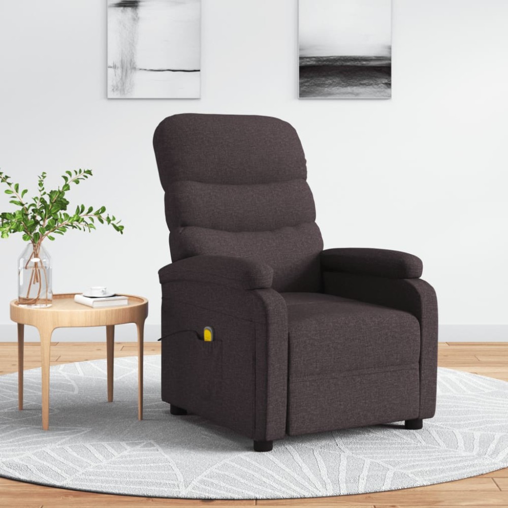vidaXL Fotoliu de masaj, maro închis, material textil