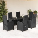 vidaXL Set mobilier de grădină cu perne, 7 piese, negru, poliratan vidaXL Set mobilier de grădină cu perne, 7 piese, negru, poliratan