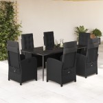 vidaXL Set mobilier de grădină cu perne, 7 piese, negru, poliratan vidaXL Set mobilier de grădină cu perne, 7 piese, negru, poliratan