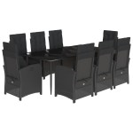 vidaXL Set mobilier de grădină cu perne, 9 piese, negru, poliratan vidaXL Set mobilier de grădină cu perne, 9 piese, negru, poliratan