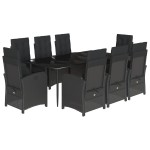 vidaXL Set mobilier de grădină cu perne, 9 piese, negru, poliratan vidaXL Set mobilier de grădină cu perne, 9 piese, negru, poliratan