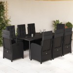 vidaXL Set mobilier de grădină cu perne, 9 piese, negru, poliratan vidaXL Set mobilier de grădină cu perne, 9 piese, negru, poliratan