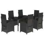 vidaXL Set mobilier de grădină cu perne, 7 piese, negru, poliratan vidaXL Set mobilier de grădină cu perne, 7 piese, negru, poliratan