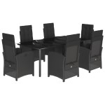 vidaXL Set mobilier de grădină cu perne, 7 piese, negru, poliratan vidaXL Set mobilier de grădină cu perne, 7 piese, negru, poliratan