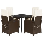 vidaXL Set mobilier de grădină, 5 piese, cu perne, maro, poliratan vidaXL Set mobilier de grădină, 5 piese, cu perne, maro, poliratan