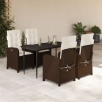 vidaXL Set mobilier de grădină, 5 piese, cu perne, maro, poliratan vidaXL Set mobilier de grădină, 5 piese, cu perne, maro, poliratan