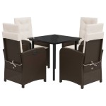 vidaXL Set mobilier de grădină, 5 piese, cu perne, maro, poliratan vidaXL Set mobilier de grădină, 5 piese, cu perne, maro, poliratan