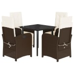 vidaXL Set mobilier de grădină, 5 piese, cu perne, maro, poliratan vidaXL Set mobilier de grădină, 5 piese, cu perne, maro, poliratan