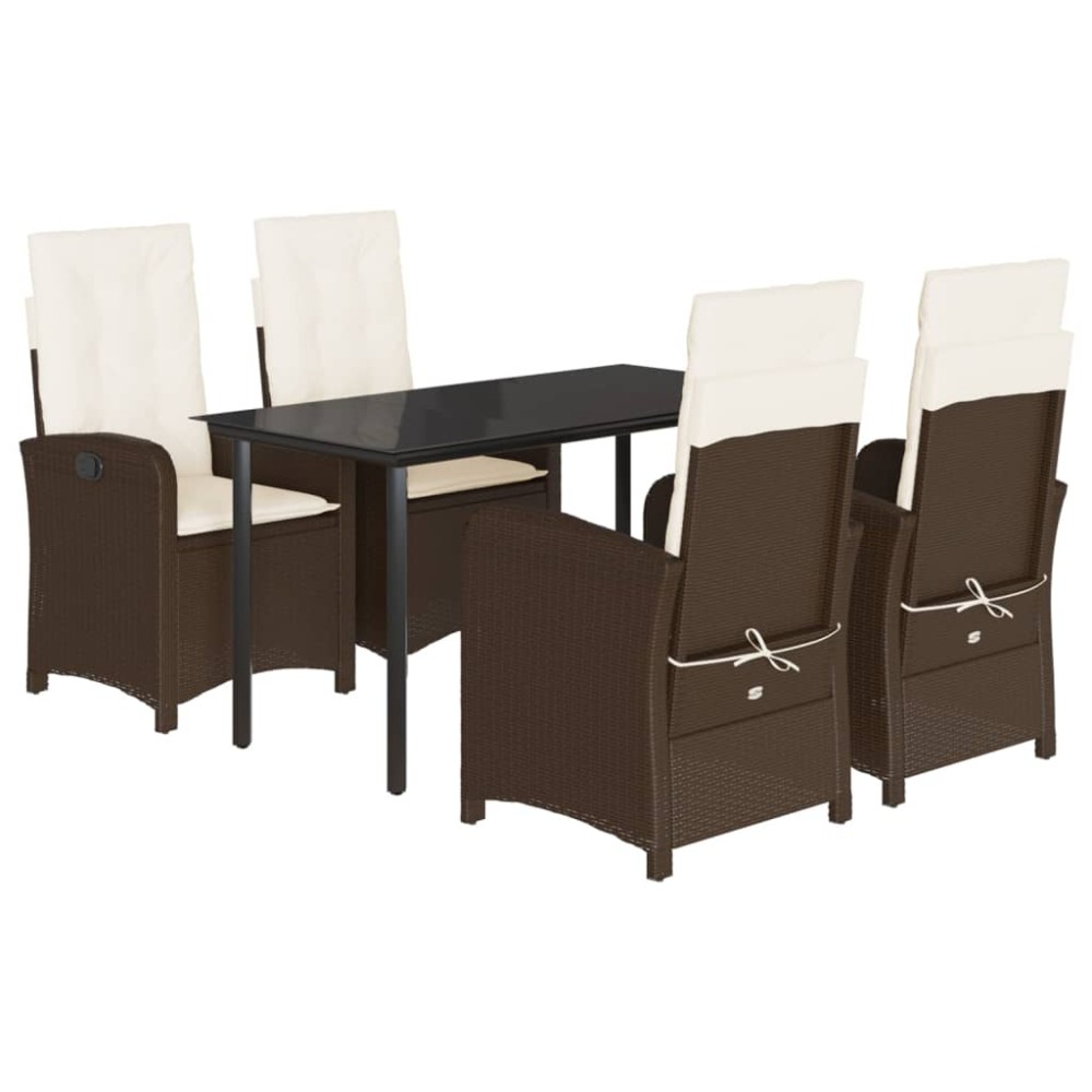 vidaXL Set mobilier de grădină, 5 piese, cu perne, maro, poliratan