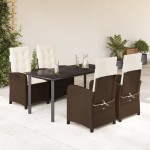 vidaXL Set mobilier de grădină, 5 piese, cu perne, maro, poliratan vidaXL Set mobilier de grădină, 5 piese, cu perne, maro, poliratan