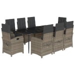 vidaXL Set mobilier grădină cu perne, 9 piese, gri, poliratan vidaXL Set mobilier grădină cu perne, 9 piese, gri, poliratan