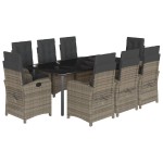 vidaXL Set mobilier grădină cu perne, 9 piese, gri, poliratan