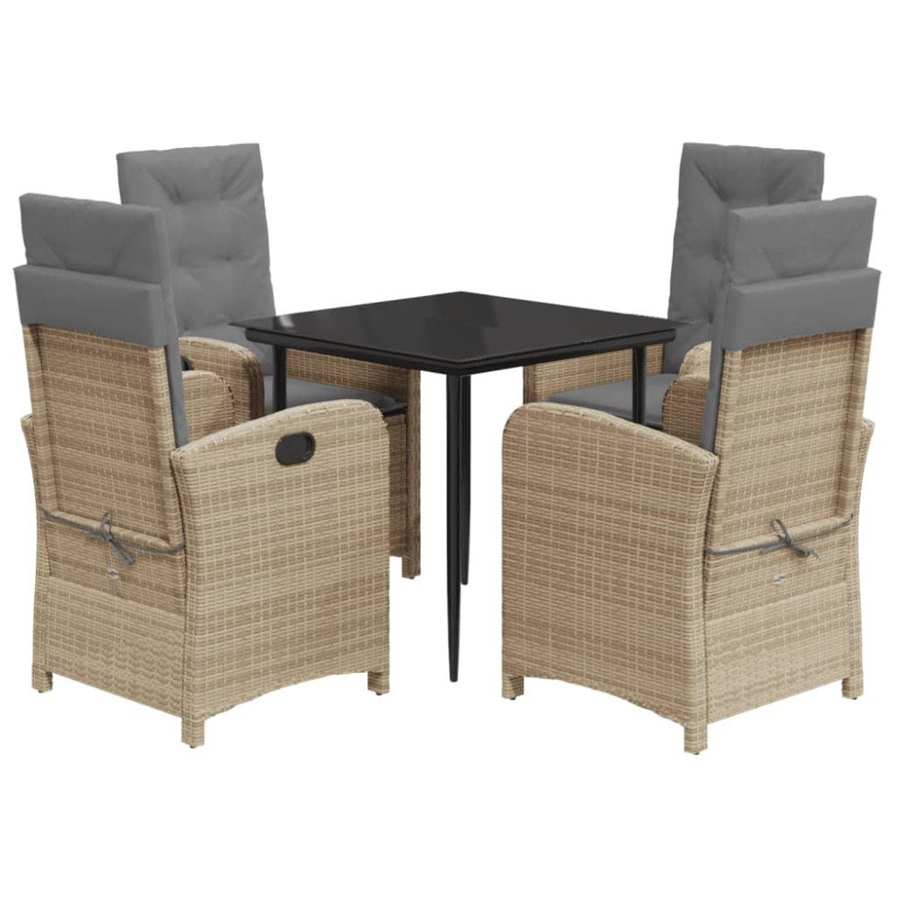 vidaXL Set mobilier pentru grădină, 5 piese, cu perne, bej, poliratan