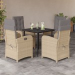 vidaXL Set mobilier pentru grădină, 5 piese, cu perne, bej, poliratan vidaXL Set mobilier pentru grădină, 5 piese, cu perne, bej, poliratan