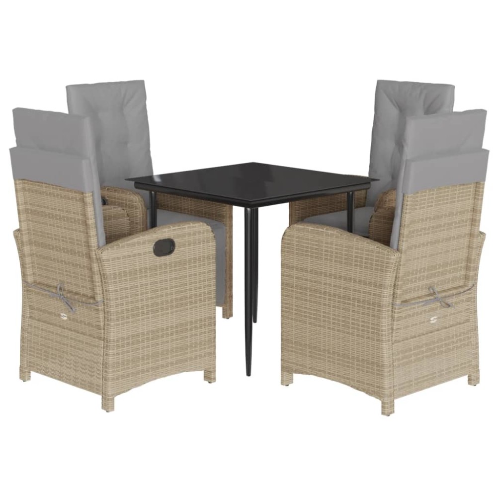 vidaXL Set mobilier pentru grădină, 5 piese, cu perne, bej, poliratan