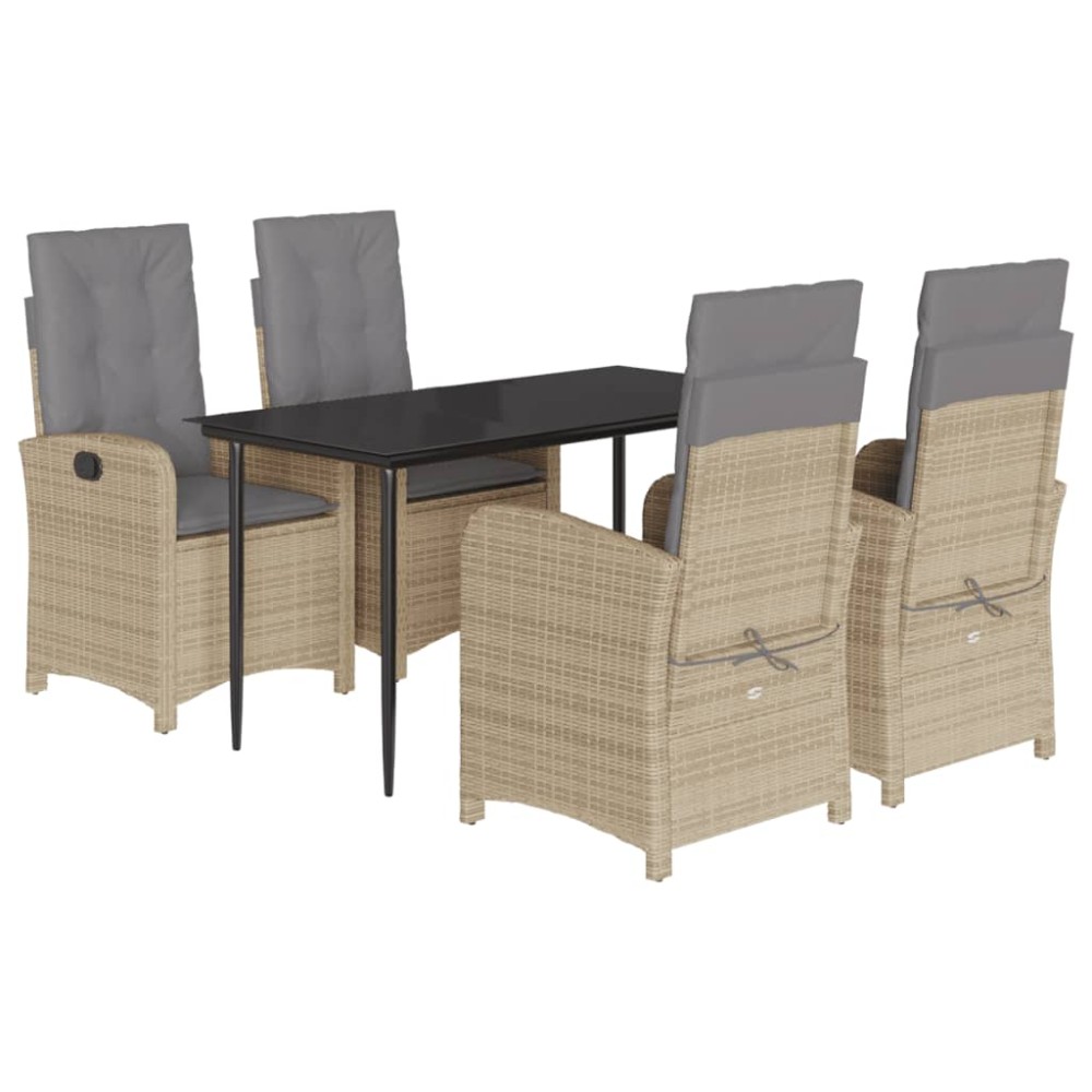 vidaXL Set mobilier pentru grădină, 5 piese, cu perne, bej, poliratan
