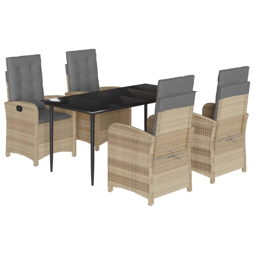 vidaXL Set mobilier pentru grădină, 5 piese, cu perne, bej, poliratan