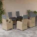vidaXL Set mobilier pentru grădină, 7 piese, cu perne, bej, poliratan vidaXL Set mobilier pentru grădină, 7 piese, cu perne, bej, poliratan