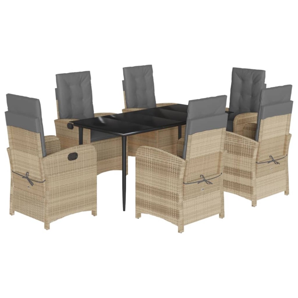 vidaXL Set mobilier pentru grădină, 7 piese, cu perne, bej, poliratan