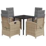 vidaXL Set mobilier pentru grădină, 5 piese, cu perne, bej, poliratan vidaXL Set mobilier pentru grădină, 5 piese, cu perne, bej, poliratan