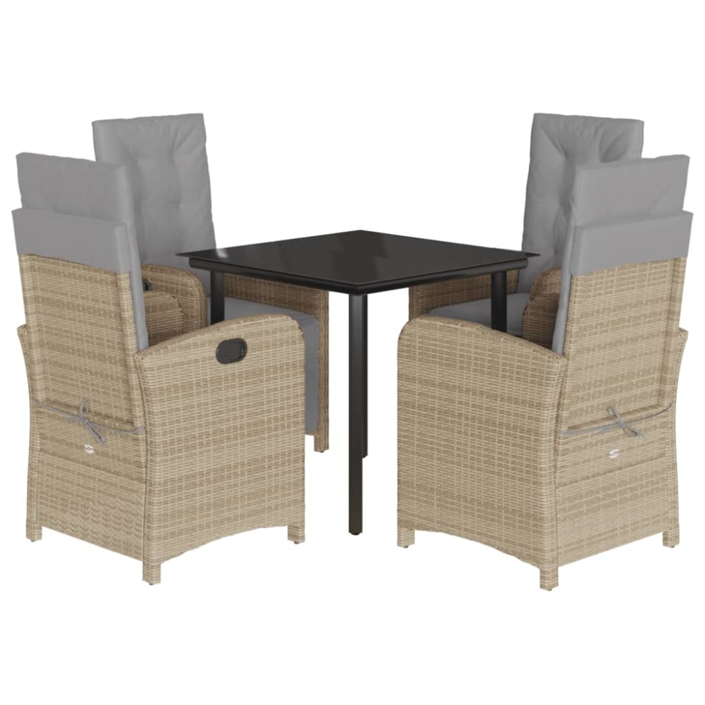 vidaXL Set mobilier pentru grădină, 5 piese, cu perne, bej, poliratan
