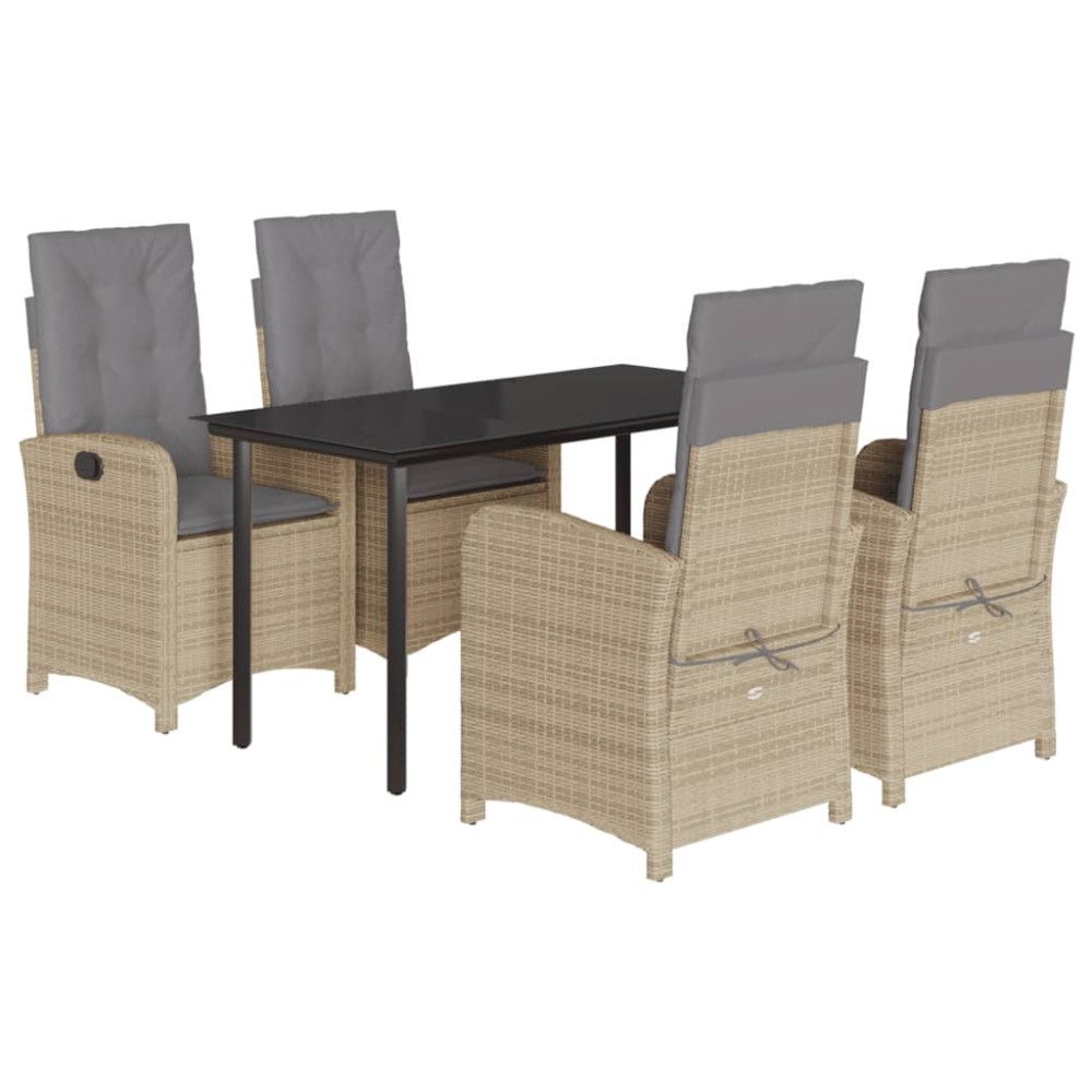 vidaXL Set mobilier pentru grădină, 5 piese, cu perne, bej, poliratan