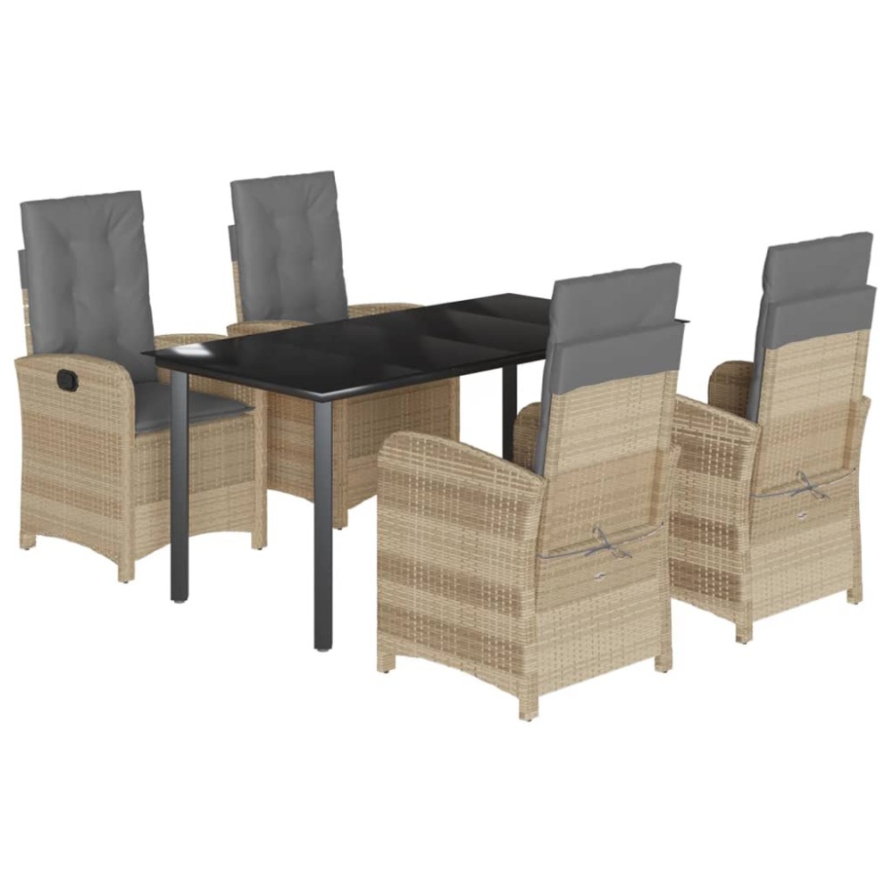 vidaXL Set mobilier pentru grădină, 5 piese, cu perne, bej, poliratan