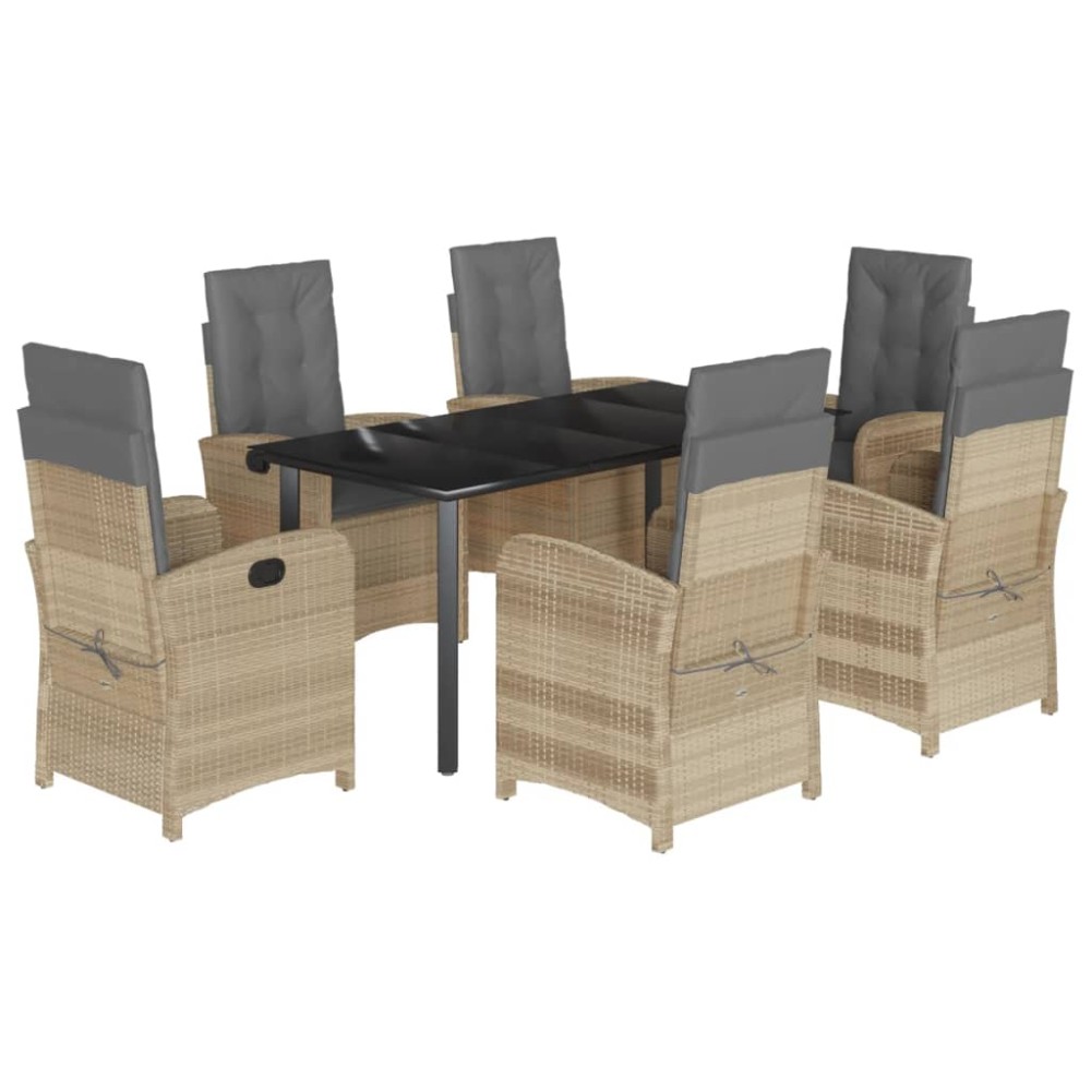 vidaXL Set mobilier pentru grădină, 7 piese, cu perne, bej, poliratan