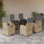 vidaXL Set mobilier pentru grădină, 7 piese, cu perne, bej, poliratan vidaXL Set mobilier pentru grădină, 7 piese, cu perne, bej, poliratan