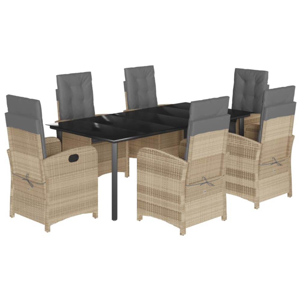 vidaXL Set mobilier pentru grădină, 7 piese, cu perne, bej, poliratan