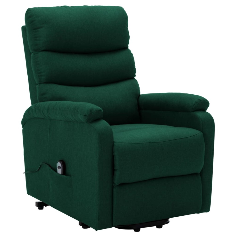 vidaXL Fotoliu cu ridicare, verde închis, material textil