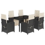 vidaXL Set mobilier de grădină cu perne, 7 piese, negru, poliratan vidaXL Set mobilier de grădină cu perne, 7 piese, negru, poliratan