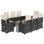 vidaXL Set mobilier de grădină cu perne, 9 piese, negru, poliratan vidaXL Set mobilier de grădină cu perne, 9 piese, negru, poliratan