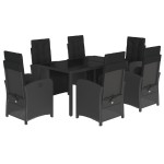 vidaXL Set mobilier de grădină cu perne, 7 piese, negru, poliratan vidaXL Set mobilier de grădină cu perne, 7 piese, negru, poliratan