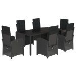 vidaXL Set mobilier de grădină cu perne, 7 piese, negru, poliratan vidaXL Set mobilier de grădină cu perne, 7 piese, negru, poliratan