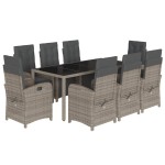 vidaXL Set mobilier grădină cu perne, 9 piese, gri, poliratan
