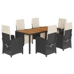 vidaXL Set mobilier de grădină cu perne, 7 piese, negru, poliratan vidaXL Set mobilier de grădină cu perne, 7 piese, negru, poliratan
